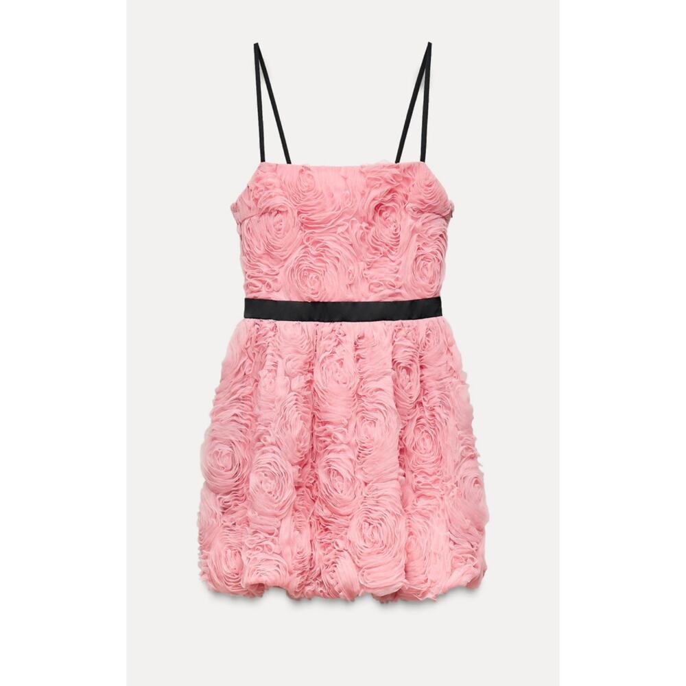 Zara Pink and Black Floral Mini dress